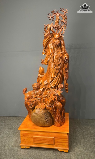 Tượng Đạt Ma Sư Tổ Gỗ Hương Cao Cả Kỷ 188 Ngang 68 Sâu 55 (cm) - Kỷ Cao 31 (cm)