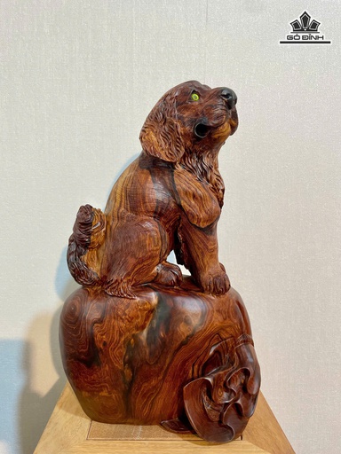 Tượng Chó Gỗ Cẩm Cao 44 Ngang 27 Sâu 19 (cm)