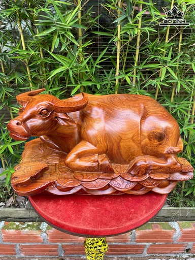 Tượng Trâu Gỗ Hương Cao 23 Ngang 42 Sâu 23 (cm)