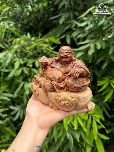 Tượng Phật Di Lặc Gỗ Nu Ngọc Am Cao 12 Ngang 16 Sâu 10 (cm)