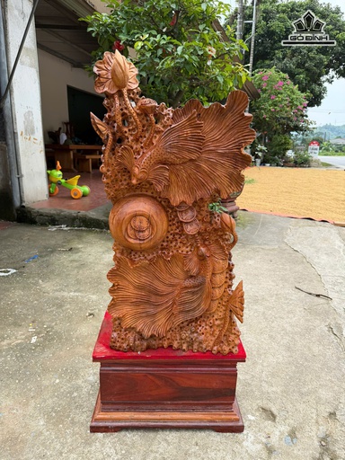 Tượng Cá Xiêm Gỗ Ngọc Am Cao 91 Ngang 46 Sâu 24 (cm)