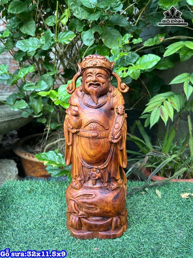 Tượng Thần Tài Gỗ Sưa Cao 32 Ngang 11,5 Sâu 9 (cm)