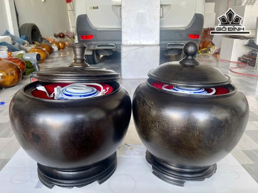Bình Ủ Trà Gỗ Mun Cao 40 Đường Kính 35 (cm) - Đựng Tích 2,5 lít