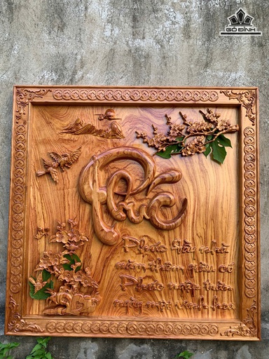 Tranh Chữ Phúc Gỗ Hương Kích Thước 107x107x5 (cm)