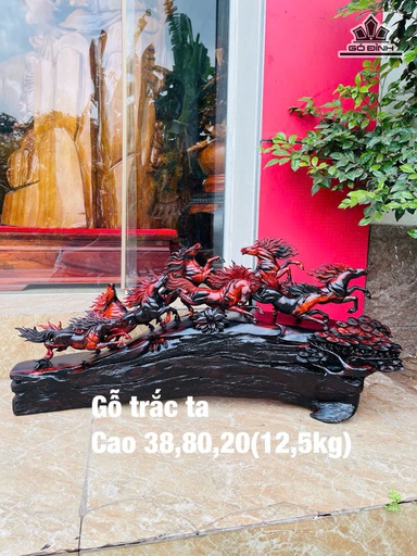Tượng Bát Mã Gỗ Trắc Cao 38 Ngang 80 Sâu 20 (cm) -12,5kg