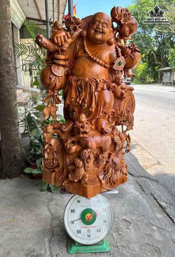 Tượng Phật Di Lặc Ngũ Phúc Gỗ Hương Cao 56 Ngang 104 Sâu 43 (cm)