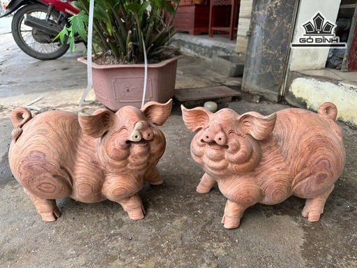 Tượng Heo Gỗ Hương Cao 28 Ngang 39 Sâu 22 (cm)