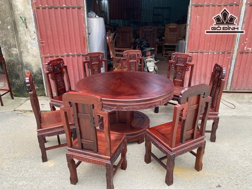 Bộ Bàn Ghế Ăn Gỗ Cẩm Lai - Bàn Cao 82 Mặt Bàn Rộng 138 - Mặt Ghế Rộng 44x48 (cm)