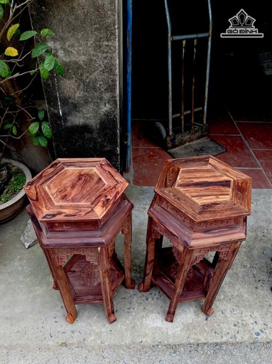 Đôn Lục Giác Gỗ Cẩm Lai Mặt Rộng 37 Cao 70 (cm)