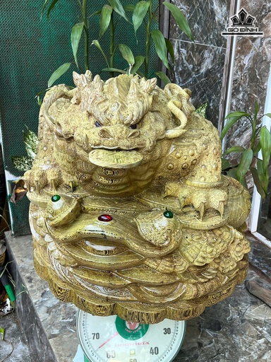 Tượng Cóc Ngậm Tiền Gỗ Mun Cao 50 Ngang 58 Sâu 58 (cm)