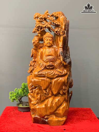 Tượng Thành Tâm Bái Phật Gỗ Hương Cao 79 Ngang 34 Sâu 20 (cm)