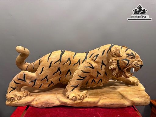 Tượng Hổ Phong Thủy Gỗ Ngọc Am Cao 28 Ngang 68 Sâu 21 (cm)