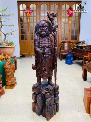 Tượng Đạt Ma Giáo Hóa Gỗ Trắc Cao 105 Ngang 30 Sâu 32 (cm)