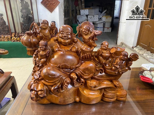 Tượng Phật Di Lặc Ngũ Phúc Gỗ Hương Ta Cao 52 Ngang 82 Sâu 35 (cm)