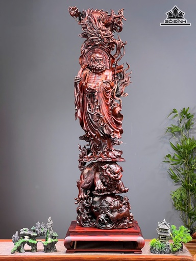 Tượng Đạt Ma Hàng Long Phục Lân Gỗ Trắc Cao 112 Ngang 34 Sâu 27 (cm)