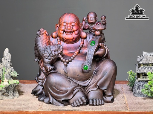 Tượng Phật Di Lặc Nhất Phúc Gỗ Trắc Cao Cả Kỷ 43 Ngang 31 Sâu 31 (cm) - Kỷ Cao 15 (cm)