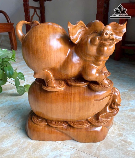 Tượng Heo Gỗ Ngọc Am Cao 40 Ngang 36 Sâu 18 (cm) - 13kg