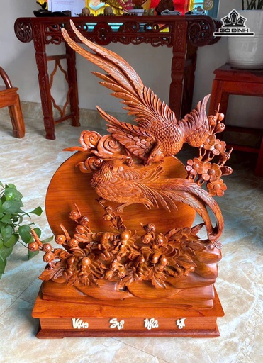 Tượng Phu Thê Viên Mãn Gỗ Hương Cao 73 Ngang 44 Sâu 10 (cm)