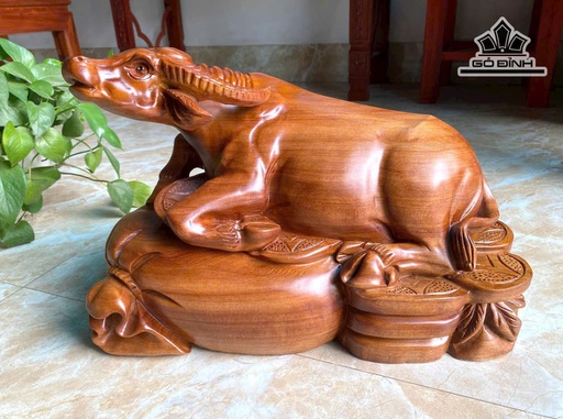 Tượng Trâu Gỗ Ngọc Am Cao 27 Ngang 41 Sâu 23 (cm) - 11kg
