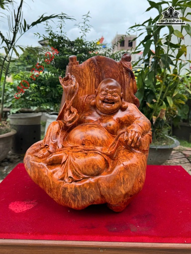 Tượng Phật Di Lặc Gỗ Nu Hương Cao 40 Ngang 35 Sâu 24 (cm)