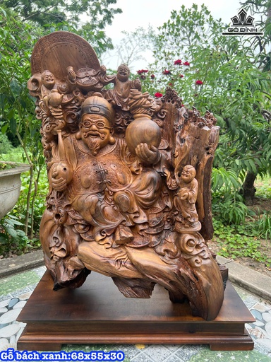 Tượng Quản Gia Gỗ Bách Xanh Cao 68 Ngang 55 Sâu 30 (cm)