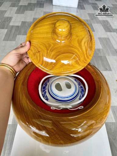 Bình Ủ Trà Gỗ Hoàng Đàn Cao 38 Đường Kính 35 (cm) - Đựng Tích 2,5 Lít