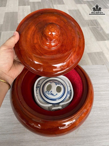 Bình Ủ Trà Gỗ Hương Cao 26 Đường Kính 24 (cm) - Đựng Tích 1 Lít