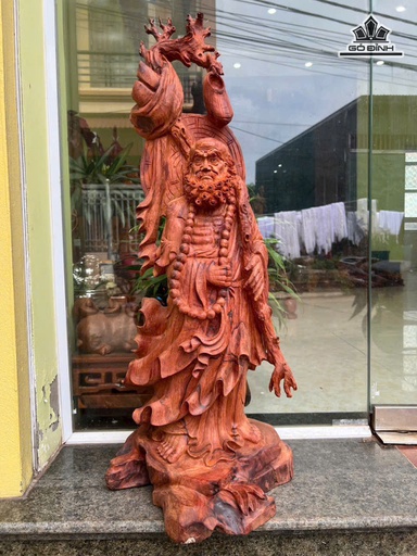 Tượng Đạt Ma Sư Tổ Gỗ Cẩm Cao 80 Ngang 34 Sâu 28 (cm)