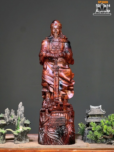 Tượng Quan Công Gỗ Nu Trắc Cao 78 Ngang 29 Sâu 18 (cm)