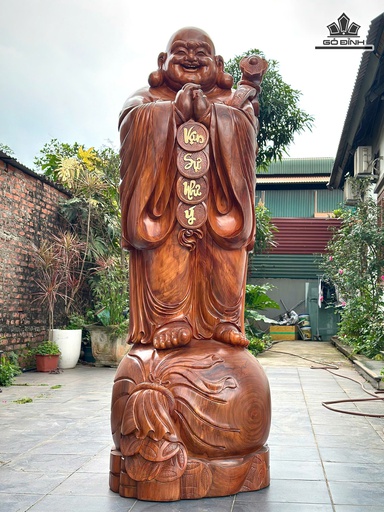 Tượng Phật Di Lặc Chúc Phúc Gỗ Cẩm Đá Cao 200 Ngang 72 Sâu 74 (cm)