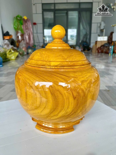 Bình Ủ Trà Gỗ Hoàng Đàn Cao 30 Đường Kính 26 (cm) - Đựng Tích 1,2 Lít