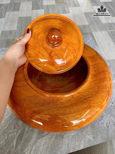 Chum Phú Quý - Thố Gỗ Cà Te ( Gõ Đỏ) Cao 22 Đường Kính 41 (cm)