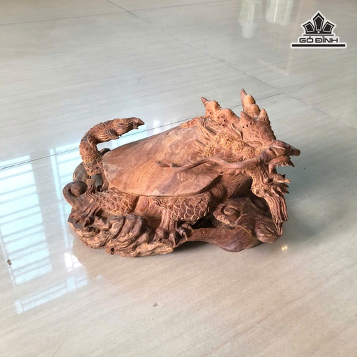 Tượng Long Quy Gỗ Nu Nghiến Cao 19 Ngang 25 Sâu 35 (cm)