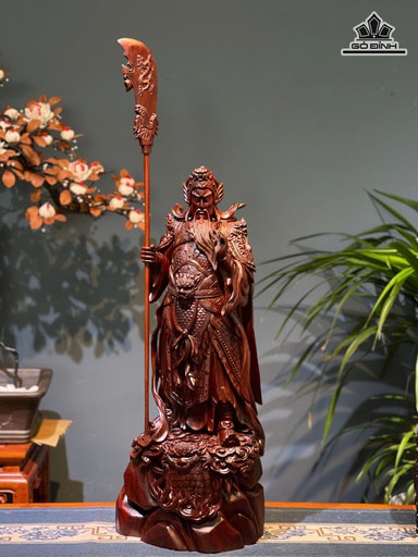 Tượng Quan Công Gỗ Tử Đàn Cao 70 Ngang 28 Sâu 23 (cm)