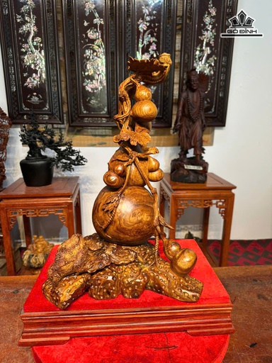 Hồ Lô Gỗ Sưa Bắc Cao 52 Ngang 33 Sâu 27 (cm) - Kỷ Cao 8 (cm)