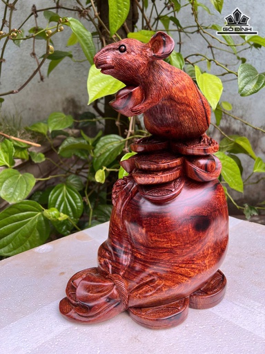 Tượng Chuột Phong Thủy Gỗ Cẩm Cao 33 Ngang 25 Sâu 17 (cm)