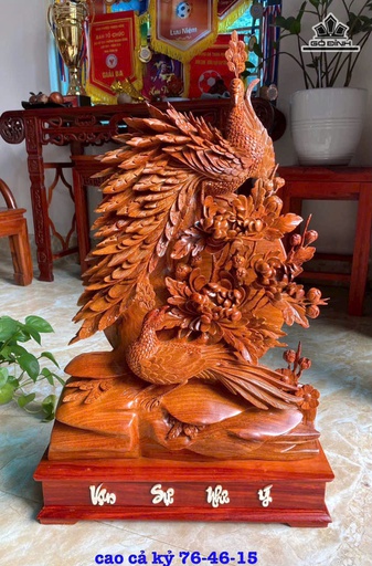 Tượng Phu Thê Viên Mãn Gỗ Hương Cao 76 Ngang 46 Sâu 15 (cm)