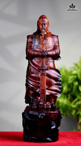 Tượng Trần Quốc Tuấn Gỗ Trắc Cao 64 Ngang 21 Sâu 17 (cm)