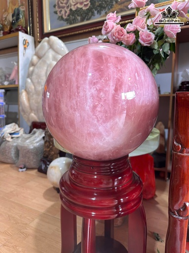 Bi Cầu Thạch Anh Hồng 59,2kg Đường Kính 33 (cm)