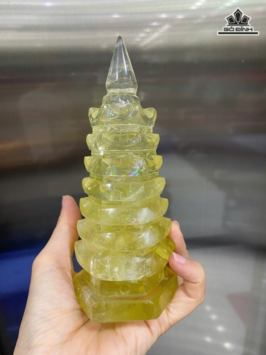 Tháp Văn Xương Thạch Anh Vàng Cao 16 Ngang 6 (cm)