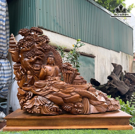 Tượng Nhất Tâm Bái Phật Gỗ Bách Xanh Cao Cả Kỷ 81 Ngang 90 Sâu 38 (cm) - Kỷ Cao 10