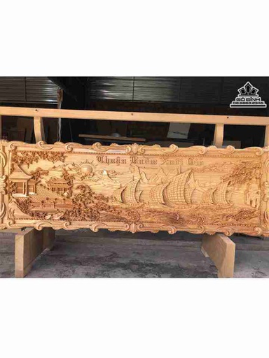 Tranh Thuận Buồm Xuôi Gió gỗ pơ mu  rộng 50 dài 150 dày 5 (cm)
